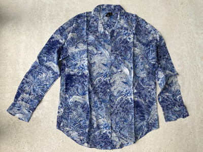 MANGO MNG COLLECTION Bluse ungetragen Gr. M Baumwolle Blautöne weiß sommerlich