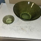 Vintage Anchor Hocking AVOCADO SORENO Pattern Large Chip and Dip Serving Bowls