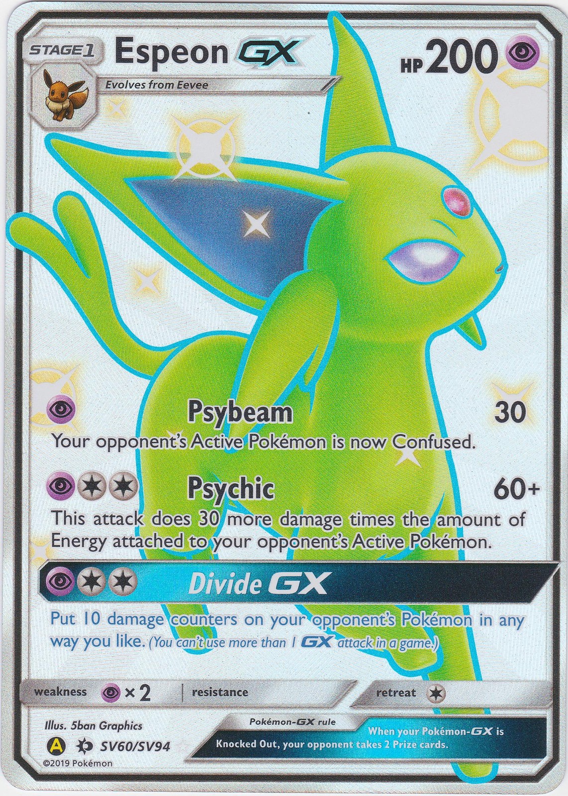 Espeon GX SV60/SV94 Rare Shiny GX - NM - Hidden Fates Shiny Vault - Pokemon