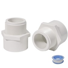 2 Pack 2 Inch Male Thread PVC Fittings White 2 Way PVC 40 Pipe Coupling Adapter