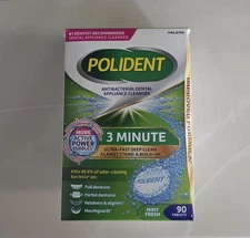 Polident 3 Minute Whitening Antibacterial Denture/Nightguard Tablets, 90 Count