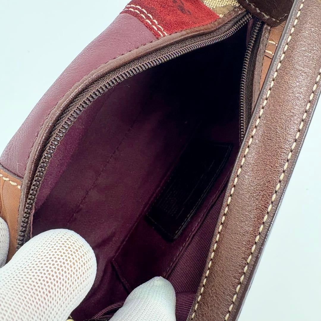 Condition COACH Handbag Pouch Patchwork Signature… - image 9