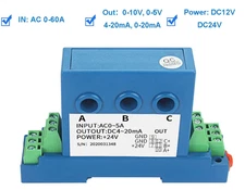 AC Current Transmitter Three-Phase 0-5A 10A 50A to 4-20mA 0-10V Isolation Module