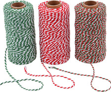 3 Roll Christmas Twine Cotton String Rope Cord for Gift Wrapping, Arts Crafts, 9