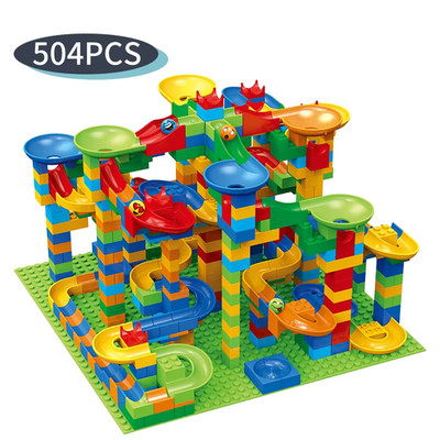 84-504PCS Marble Race Run Blocks Maze Ball Track Toy Compatible City Building Bl