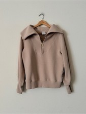 Varley SMALL Vine half zip ribbed sweatshirt in beige