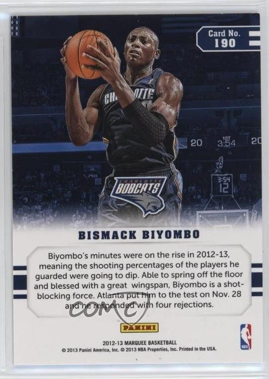2012-13 Panini Marquee Bismack Biyombo #190 Rookie RC - Image 2 of 2