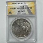 1922 Peace Silver Dollar VAM-12A Moustache ANACS AU 58 1 Dollar
