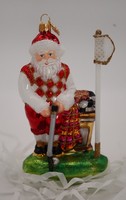Glas-Ornament Weihnachtsmann Beim Golfspielen 15 Cm • Handbemalt • Golf Deko •