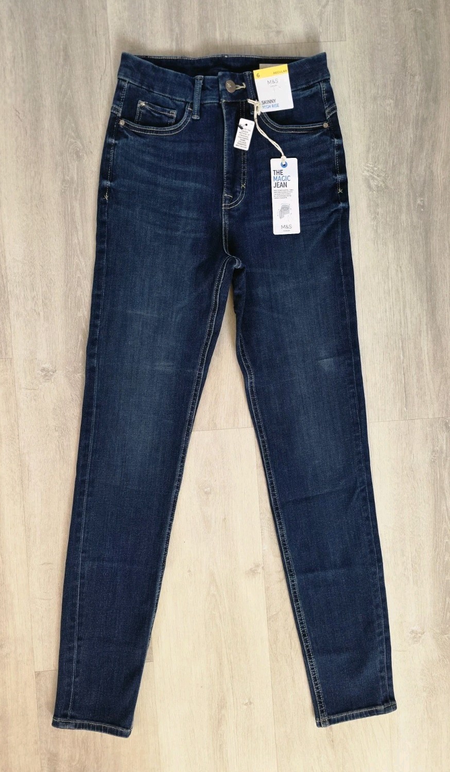 M&S size 6 regular THE MAGIC JEAN - SKINNY HIGH RISE JEANS denim MEDIUM INDIGO