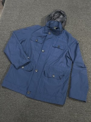 Brooks Brothers Jacket Large Blue Field Utility Chore Stowaway Hood Old Money