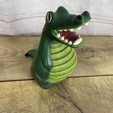 Vintage Ceramic Alligator / Crocodile Figurine Coin Bank 7.5” x 4" x 5” W/ Plug