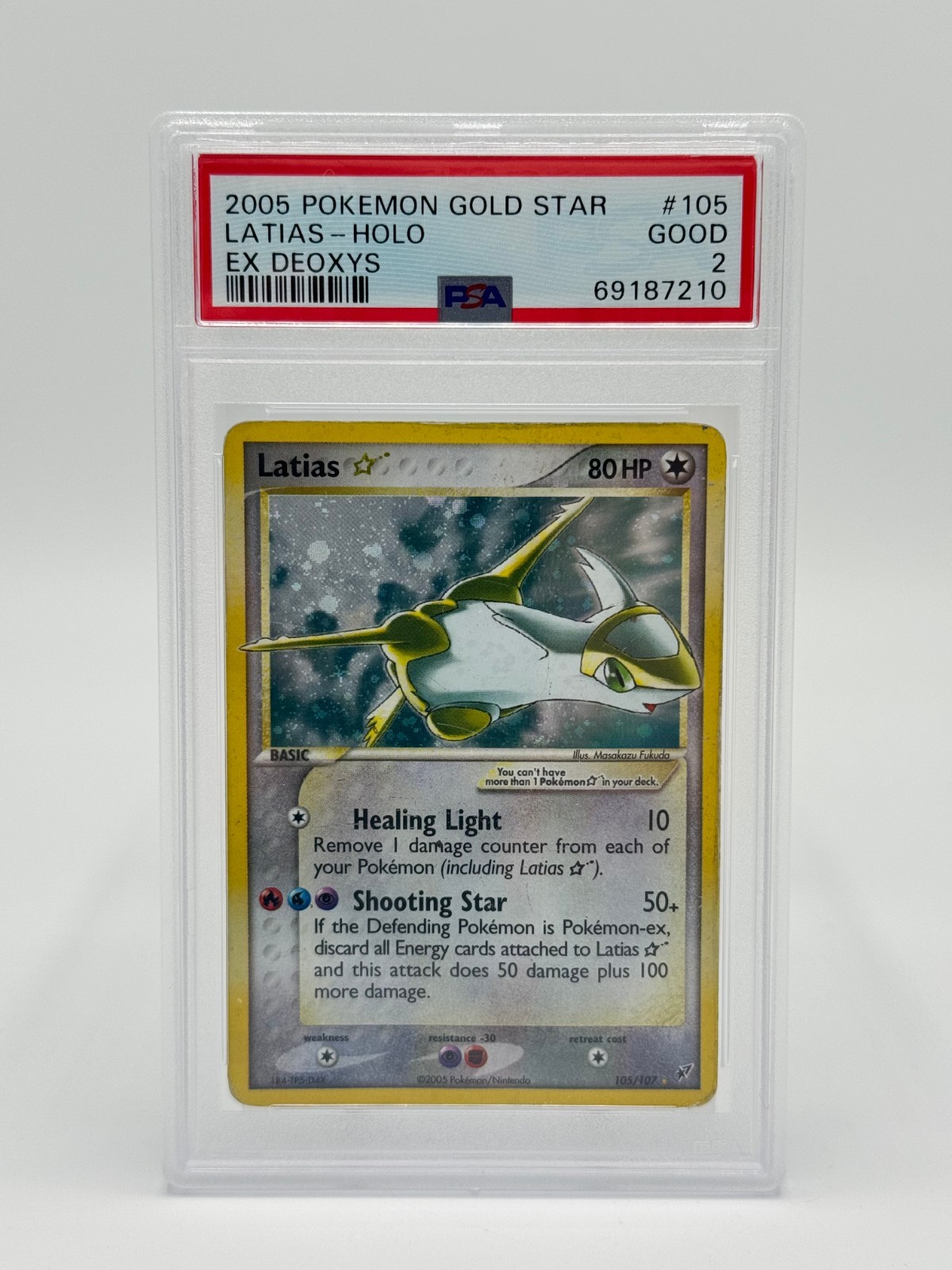 Pokemon EX Deoxys 105/107 Latias Gold Star PSA 2