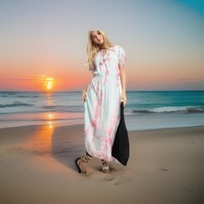 NWT Raga Leslie Tie Dye Maxi Dress Size Medium Flowy Soft Viscose Boho