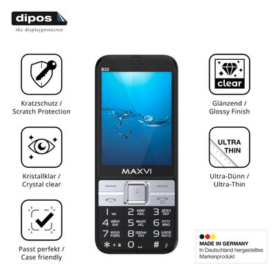 4x Schutzfolie klar für Maxvi B33 Displayschutzfolie Folie Display Schutz dipos