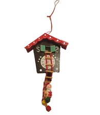 Fundraiser VTG Santa Ladder Wooden Cuckoo House Handpainted Christmas Ornament