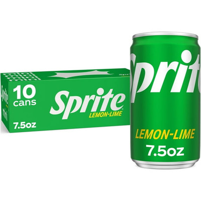 Sprite Lemon Lime Caffeine Free Soda Mini Cans 7.5 oz 10 Pack Fridge Pack
