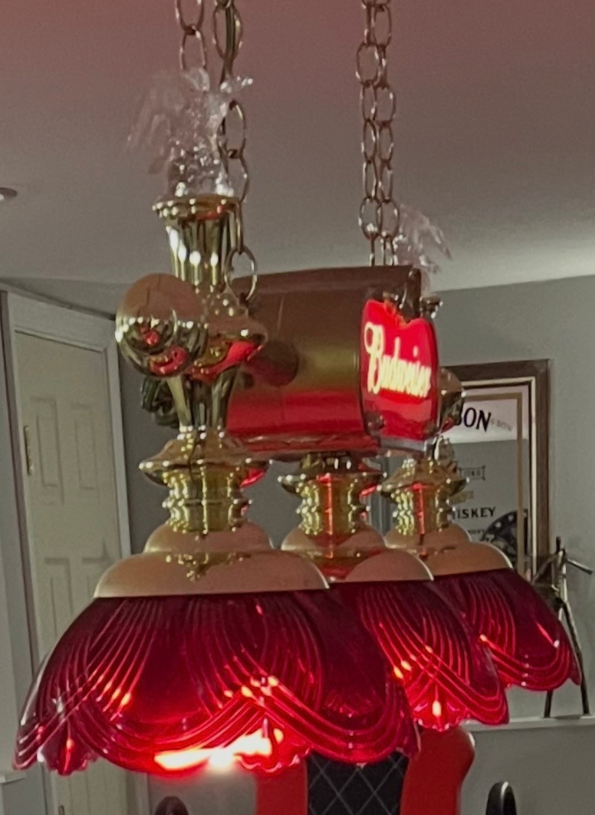 Budweiser Beer Eagles 3 Lamp Double Sided Pool Table Light-NO