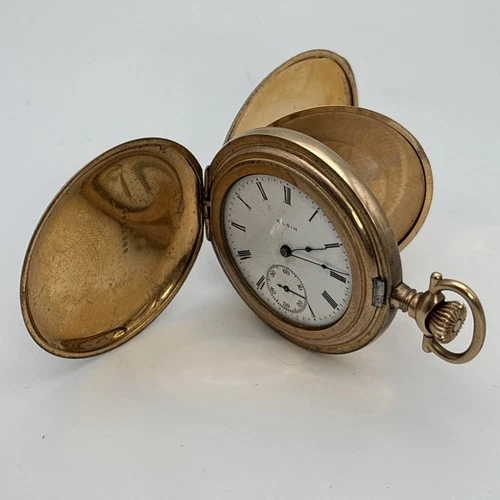 1915 Antique Elgin Grade 289 6s Model 2 7j Gold Plated Pocket Watch For Parts