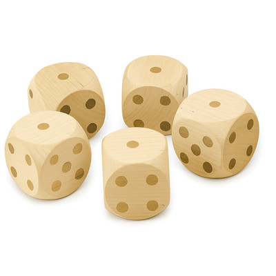 Amo Toys XLHolzwürfel Set 5 Stück 6x6 cm Würfelspiel Outdoor natur Holzspiel