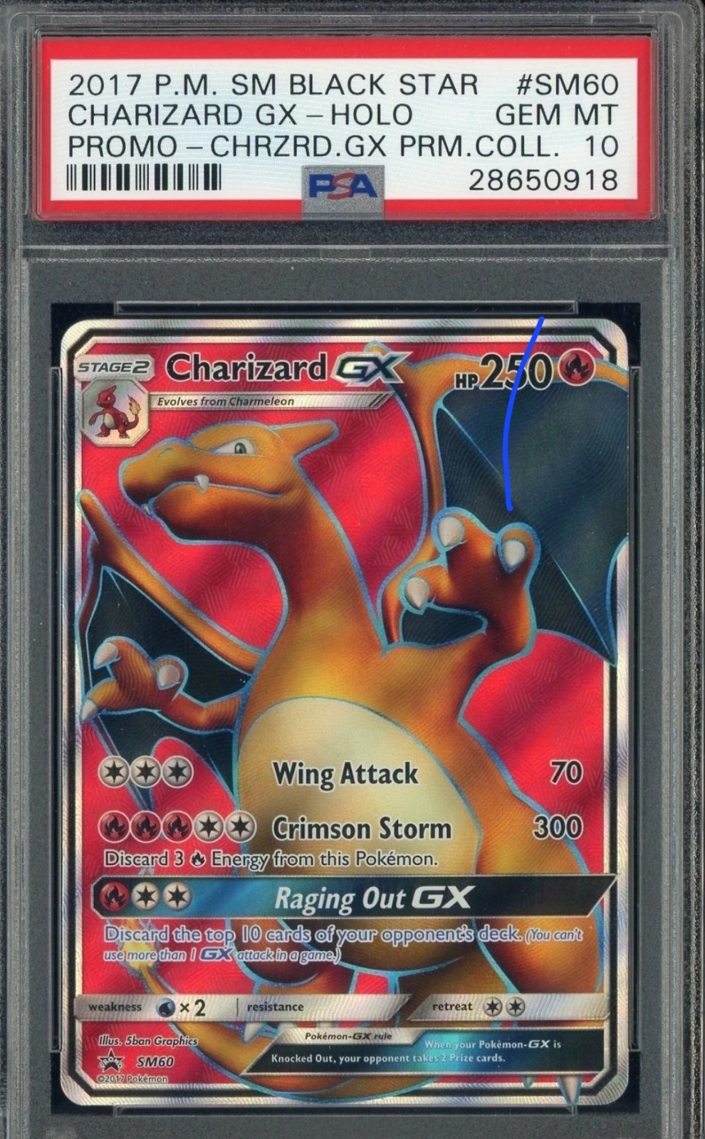 2017 POKEMON SM BLACK STAR PROMO #SM60 FULL ART/CHARIZARD GX PSA 10