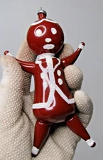 Vintage Anthropomorphic Glass GINGERBREAD Man Christmas Ornament Carlini Italy
