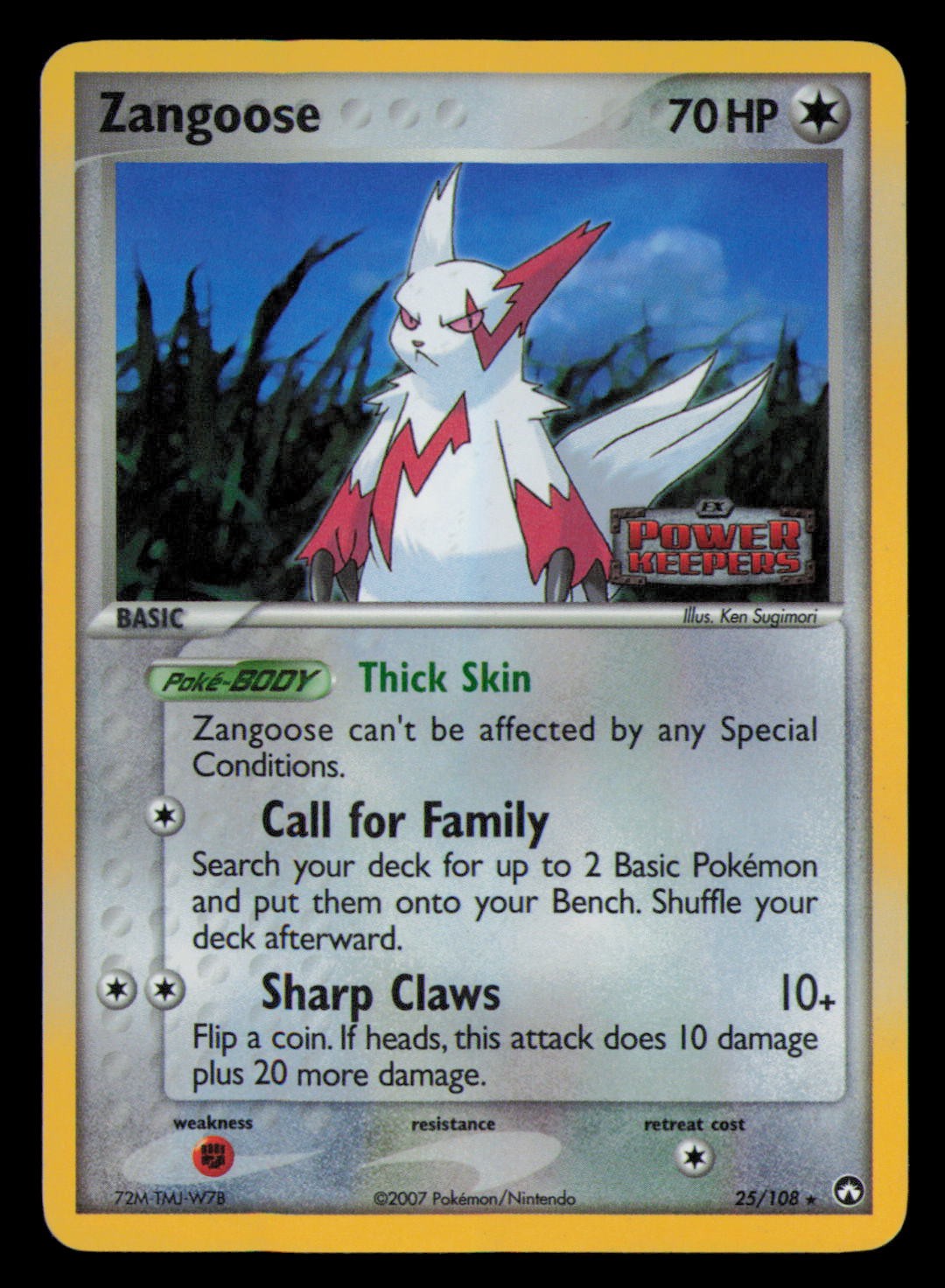 Zangoose 25/108 Reverse Holo Rare Power Keepers Pokemon LP