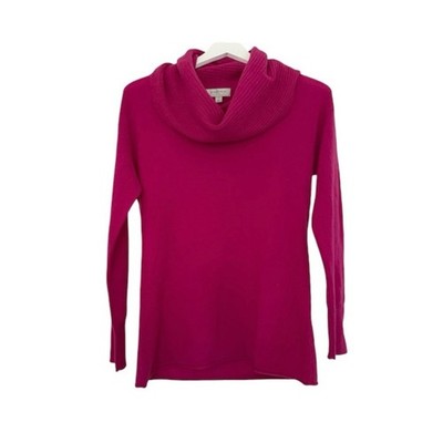 Nordstrom 100% Cashmere Bright Pink Cowl Neck Turtleneck Sweater Size Small 