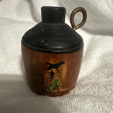 Made in USA Hand-Painted Wooden Jug w/ Handle, Brown & Black, 4 oz