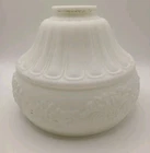 White Milk Glass Lamp Shade Floral Embossed Light Sconce Vintage  7 In x 6 In
