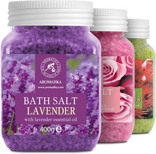 Bath Salts Set 42 Oz - Lavender - Rose - Eucalyptus - 100 Bath Salts - Lavanda