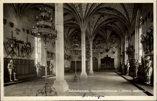 Bebenhausen AK 1935 Sommerrefektorium im ehemaligen Jagdschloß Leuchter Rüstung