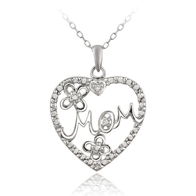 925 Silber Diamant Akzent Mama Herz Anhänger