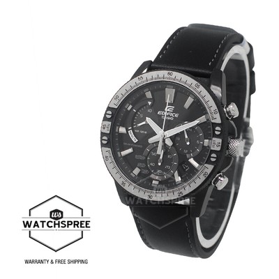 Casio Edifice EQS-930 Solar Powered Black Leather Strap Watch EQS 