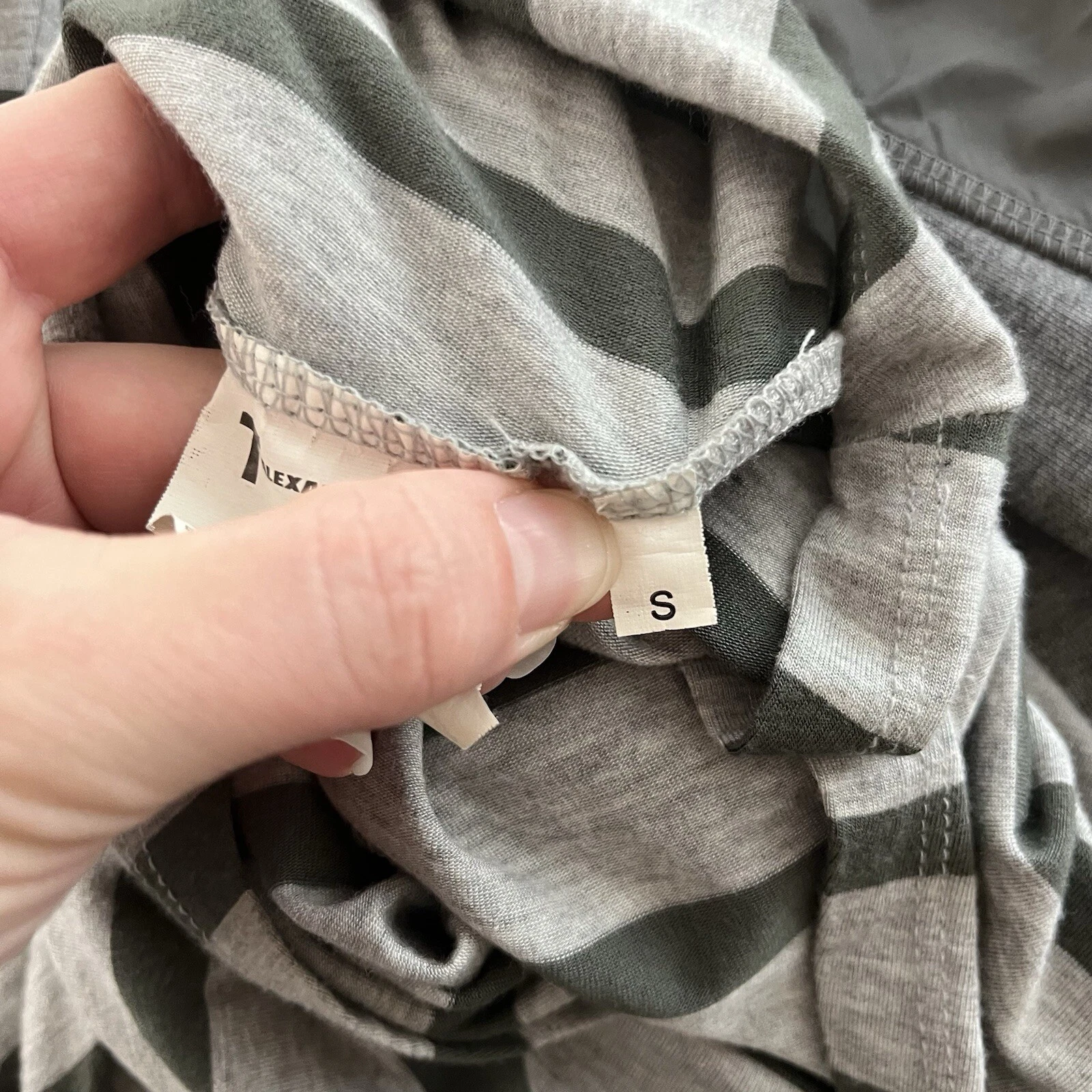 Abito T By Alexander Wang T Shirt S Grigio Verde Righe Asimmetrico Increspato Donna