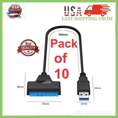 10 xUSB 3.0 to 2.5'' SATA III Hard Drive Adapter Cable/UASP SATA to USB Converter