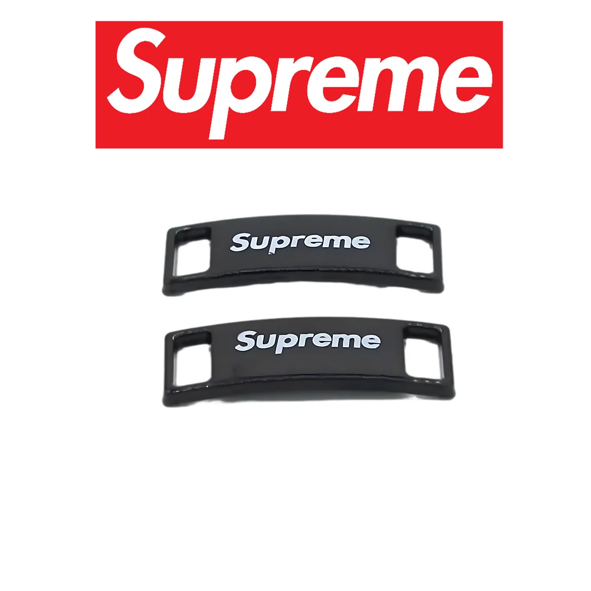 Supreme chaussure dentelle serrure étiquette breloque noir AF1 Dunks Jordans 1