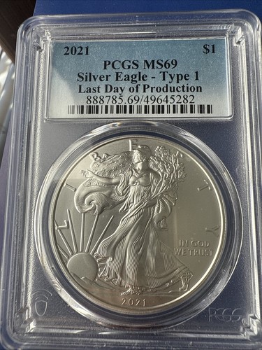 2021 1 $ American Silver Eagle Type 1 PCGS MS69 SILBER Preis 50 $. OZ - Bild 1 von 13