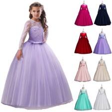 Elegant Kids Princess Flower Girls Wedding Bridesmaid Long Dress Tulle Prom Gown