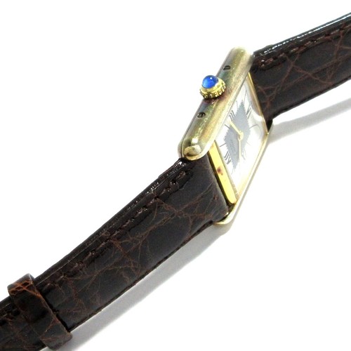 Auth Cartier Must de Cartier Tank Vermeil - White 61299 5057001 Dark Brown - Bild 12 von 12
