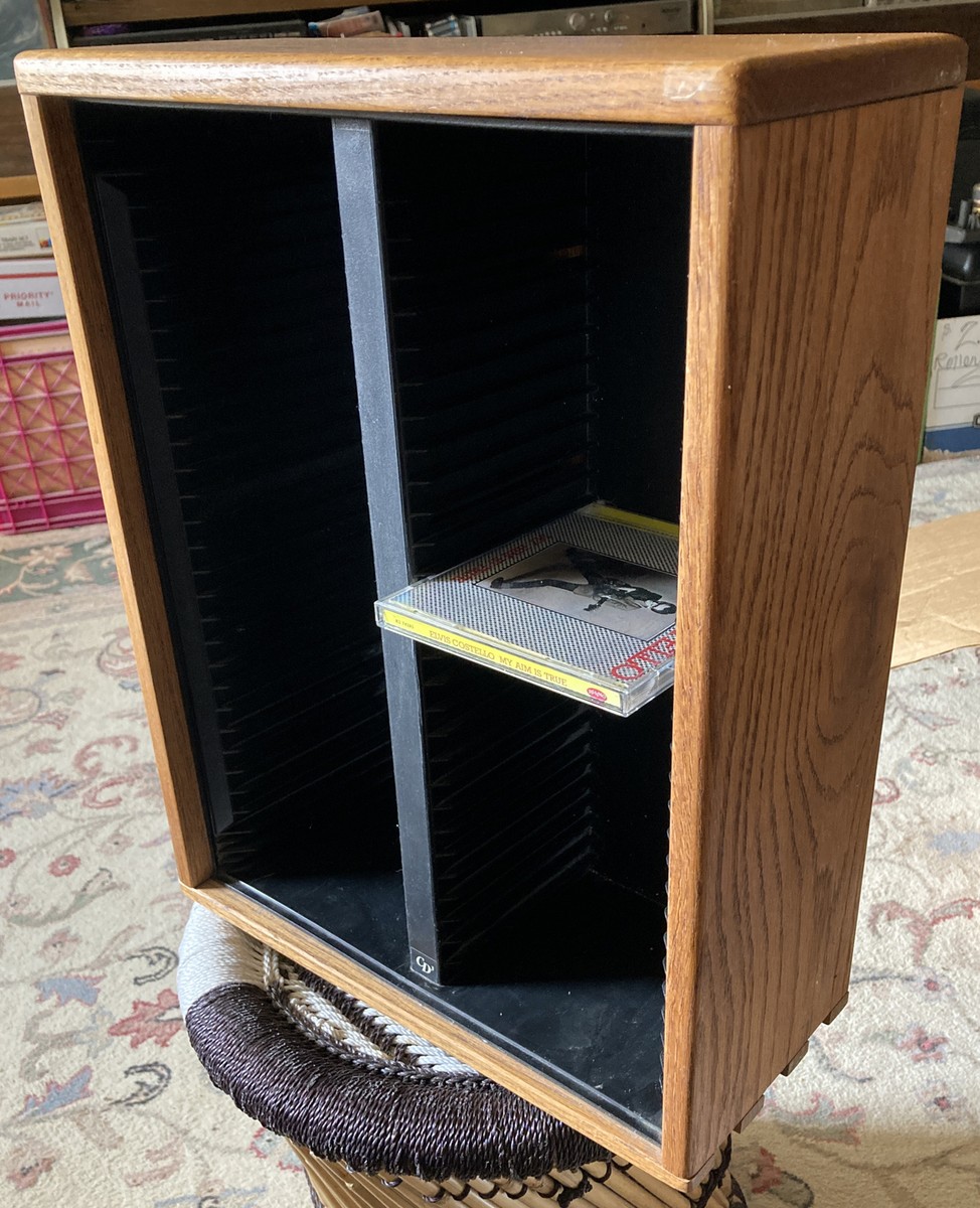 Hunt's Woodcraft's Teak Wood 52 CD Storage Display Rack - VERY