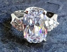 Brilliant Vintage Sterling Silver Crystal CZ Cocktail Ring - Signed FAS - Size 7