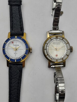Pair Lucerne Brichot Women's Watch Floating Second Hand Vintage Watches parts/rp