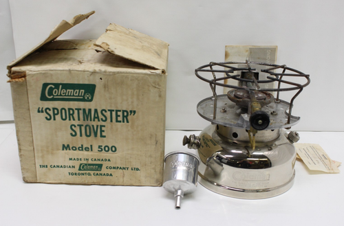 Coleman stove Model 500 Speed master Made Canada Stamped 2-70 Chrome & Box -E3