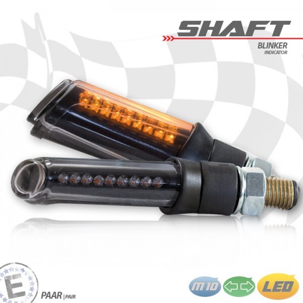 "LED- Blinker \"Shaft\" Schwarz M10 GetöNt E-GeprüFt Paar Motorradblinker"-image