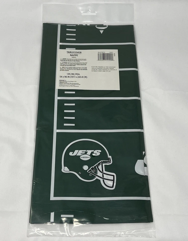 Cubierta de mesa de plástico New York Jets, NFL, nueva en paquete. 54" x 96" Foto 2 de 2
