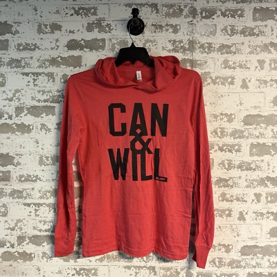 NEW - G2OH - Can & Will Long Sleeve Hooded Tee Tshirt - RED - SMALL