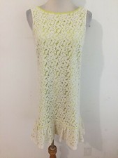 Ann Taylor LOFT Bateau Neck Sleeveless Ruffled Hem Sheath Dress Floral Lace Sz 0