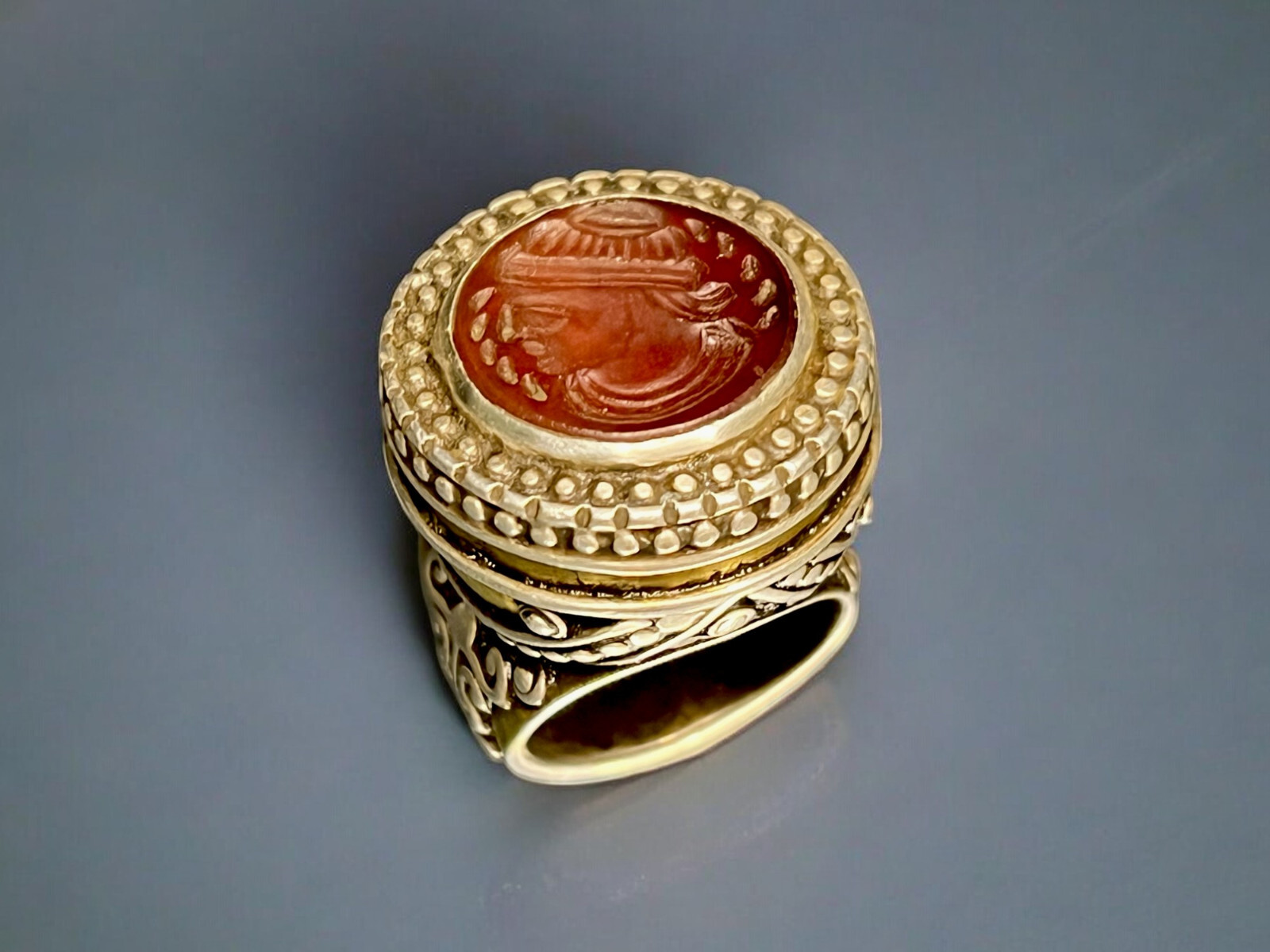 Orient Turkmen solid silver carnelian signet ring… - image 3