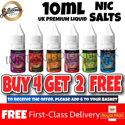 Billionaire Juice 10ml Nic Salt Sals e liquid Vape Juice Flavour 50 50 10mg  20mg